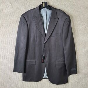 Fubu Jacket Mens‎ 42L Brown Purple Striped Blazer Suit Coat Peak Lapels Viscose